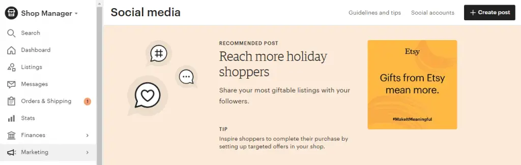 Learn more about Etsy's social media tool and holiday ecommerce posting strategies