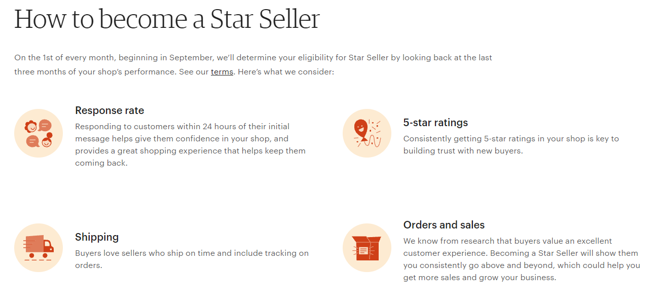 Here is everything you need to know about the Etsy Star Seller Program and the Etsy Star Seller badge and how you can get it