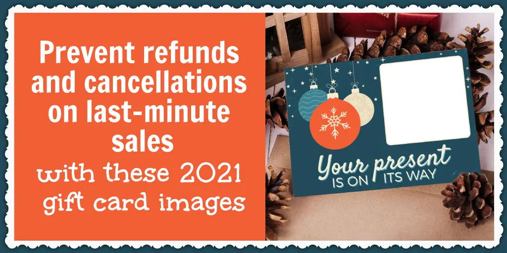 Use these "Your present is on the way" gift card images to save more of your ecommerce sales this holiday season